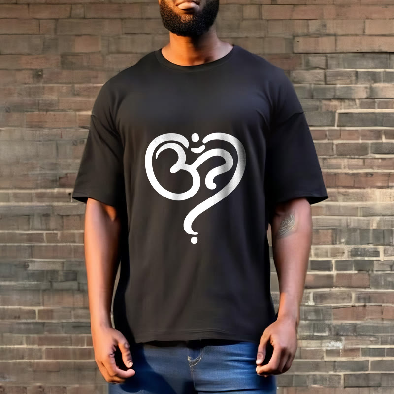 Buddha StonesラブハートOMシンボルデザインTシャツ - image 3