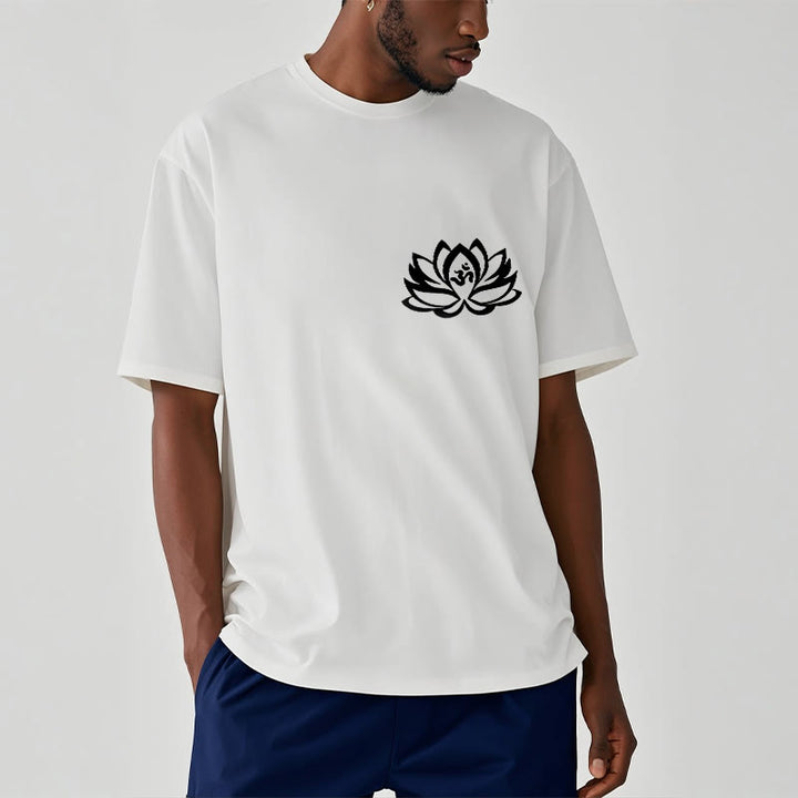 Buddha Stones蓮の花 OMシンボルデザインTシャツ - image 9