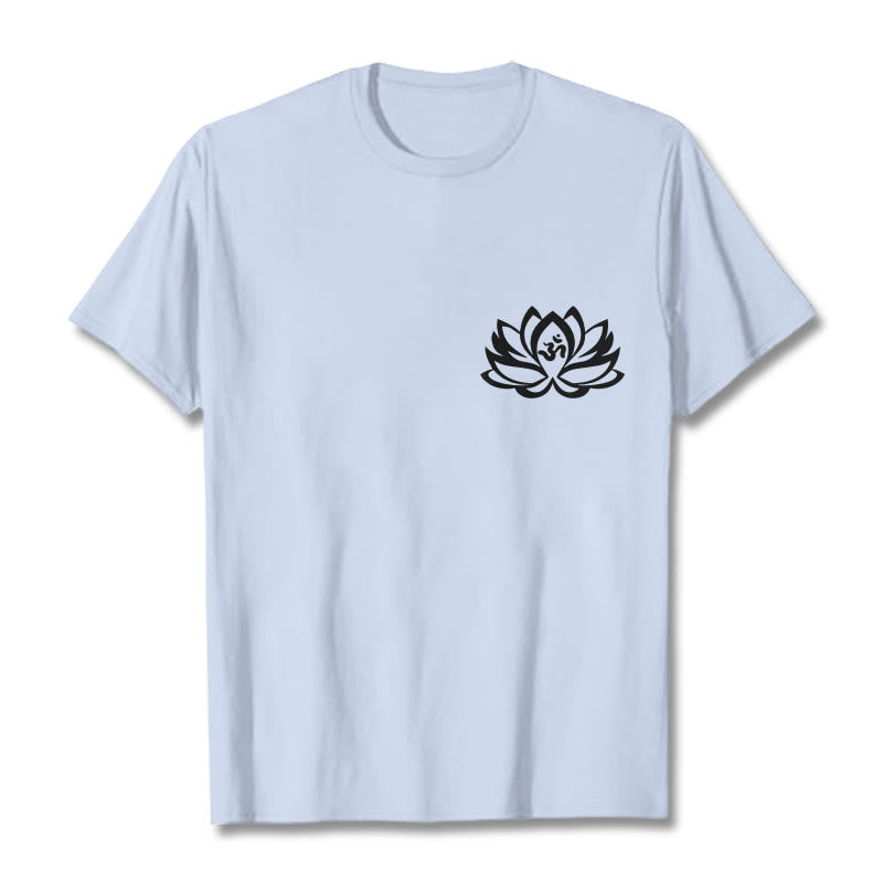 Buddha Stones蓮の花 OMシンボルデザインTシャツ - ライトシアン - 2XL - image 11