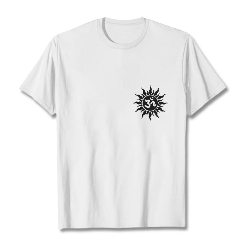 Buddha Stones太陽OMシンボルデザインTシャツ - 白 - 2XL - image 8