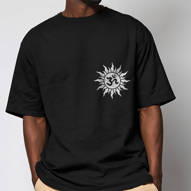 Buddha Stones太陽OMシンボルデザインTシャツ - image 2