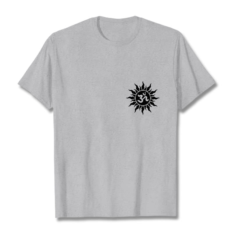 Buddha Stones太陽OMシンボルデザインTシャツ - ライトグレー - 2XL - image 20
