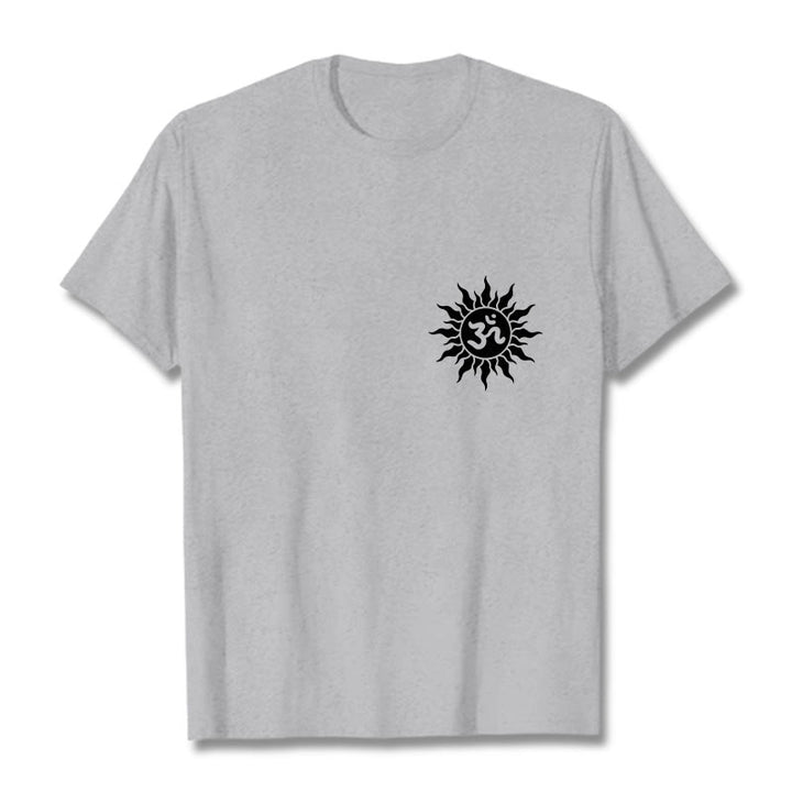 Buddha Stones太陽OMシンボルデザインTシャツ - ライトグレー - 2XL - image 20