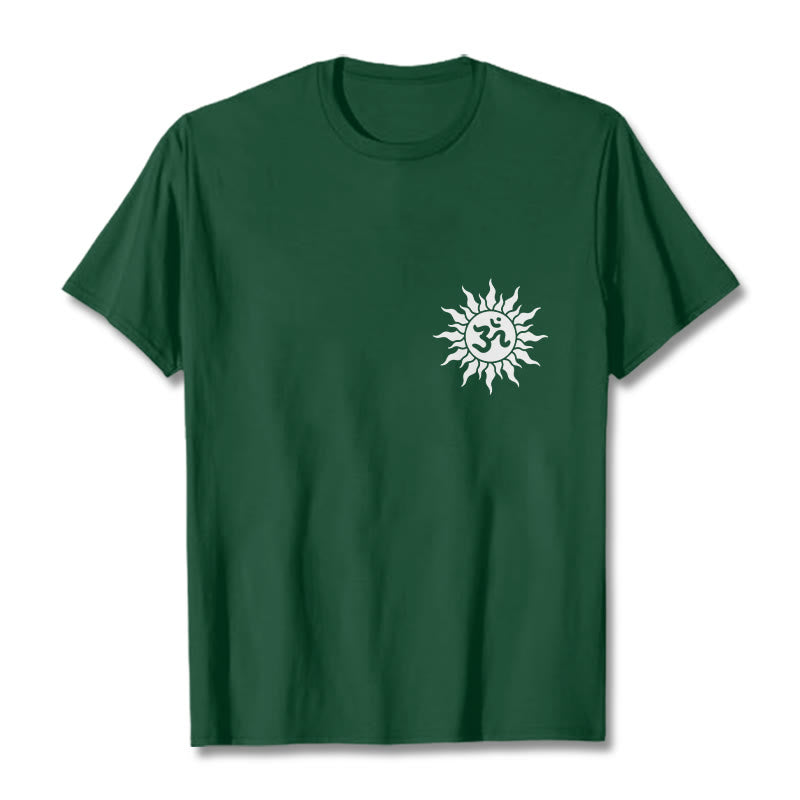 Buddha Stones太陽OMシンボルデザインTシャツ - フォレストグリーン - 2XL - image 6