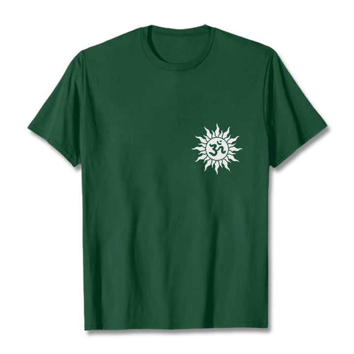Buddha Stones太陽OMシンボルデザインTシャツ - フォレストグリーン - 2XL - image 6