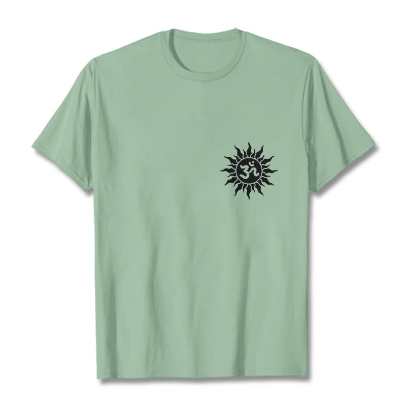 Buddha Stones太陽OMシンボルデザインTシャツ - ペールグリーン - 2XL - image 18