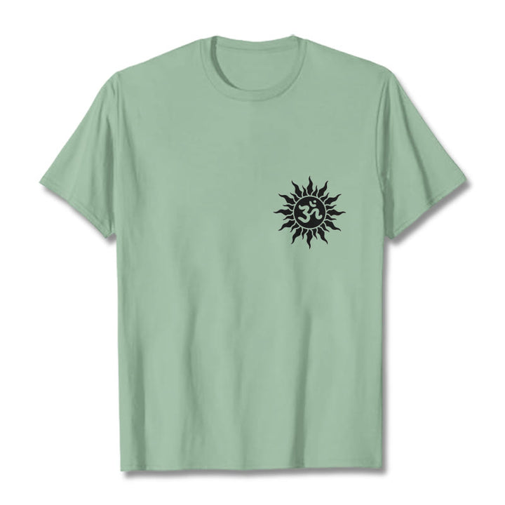 Buddha Stones太陽OMシンボルデザインTシャツ - ペールグリーン - 2XL - image 18