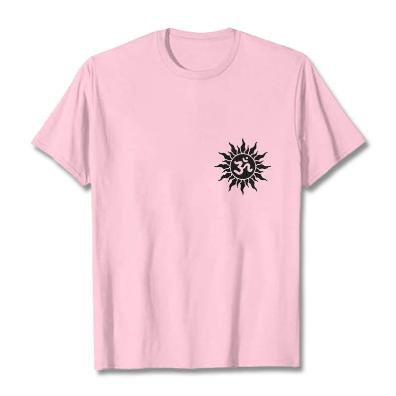 Buddha Stones太陽OMシンボルデザインTシャツ - ライトピンク - 2XL - image 16