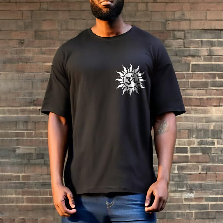 Buddha Stones太陽OMシンボルデザインTシャツ - image 3
