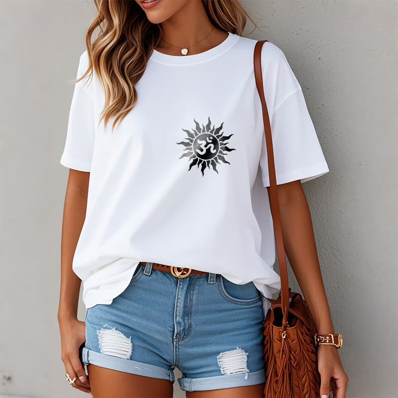 Buddha Stones太陽OMシンボルデザインTシャツ - image 10