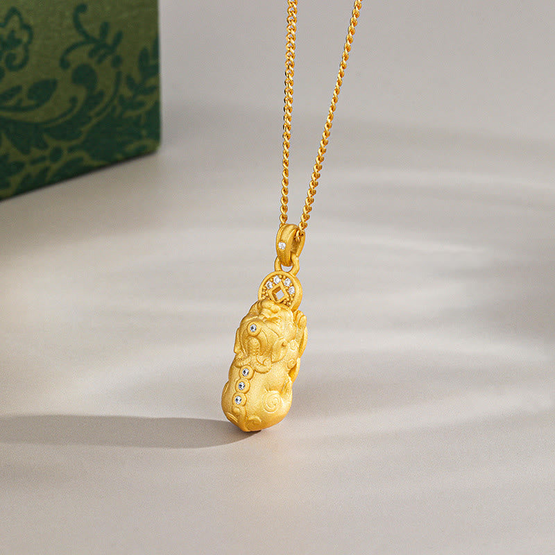 Buddha Stones925 スターリングシルバー ミニ 貔貅 ドルジェ ヴァジュラ 富のネックレス ペンダント - ゴールデン - PiXiu - image 7
