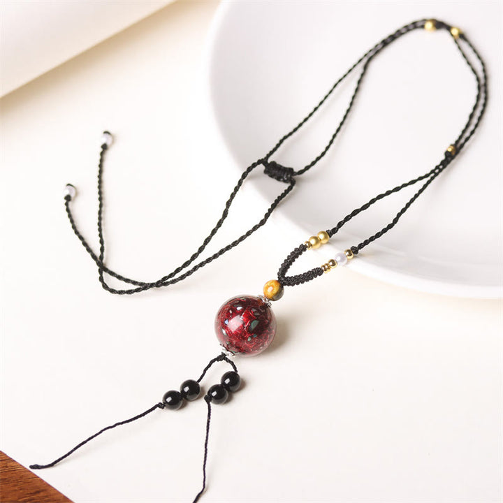 Buddha Stones黒檀金星 オーロラ ビーズ 漆工芸 平和 ネックレス ペンダント - image 2