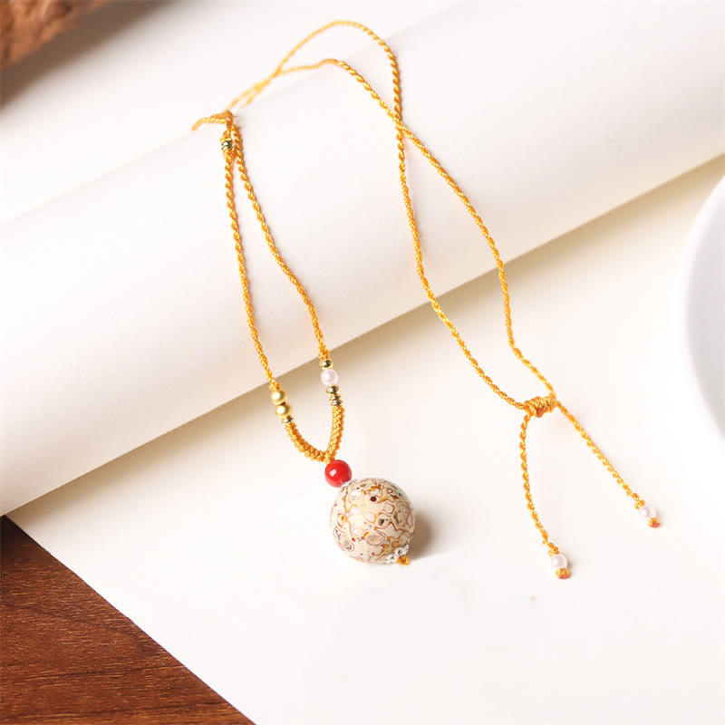 Buddha Stones黒檀金星 オーロラ ビーズ 漆工芸 平和 ネックレス ペンダント - ベージュ（ランダムベージュ） - image 7