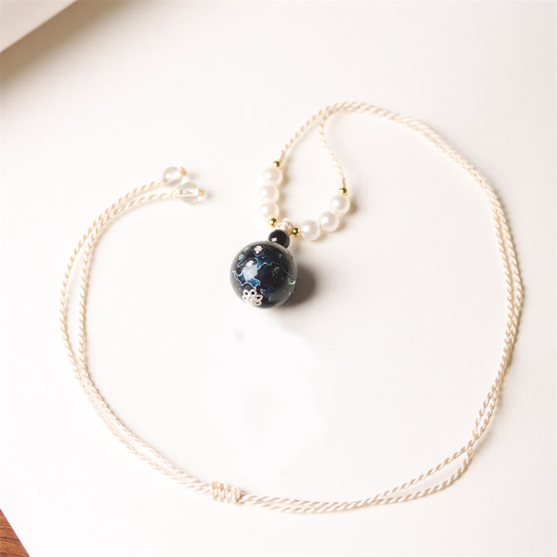 Buddha Stones黒檀工芸ビーズ パール バランスネックレスペンダント - ダークブルー（ランダムブルー） - image 7