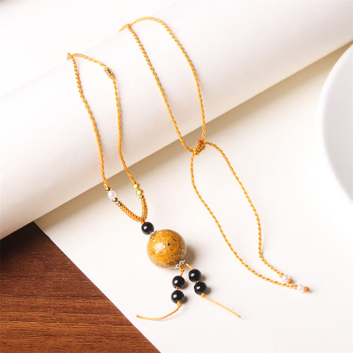 Buddha Stones黒檀工芸ビーズ パール バランスネックレスペンダント - ゴールデンチャーム（ランダムゴールデン） - image 14