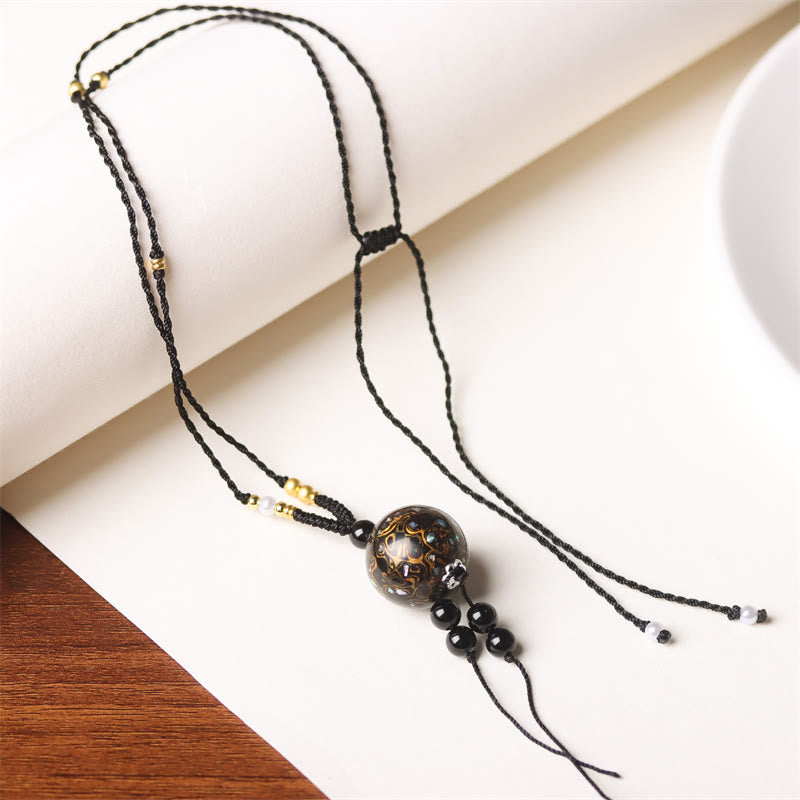 Buddha Stones黒檀工芸ビーズ パール バランスネックレスペンダント - ブラックゴールドチャーム（ランダムブラックゴールド） - image 17