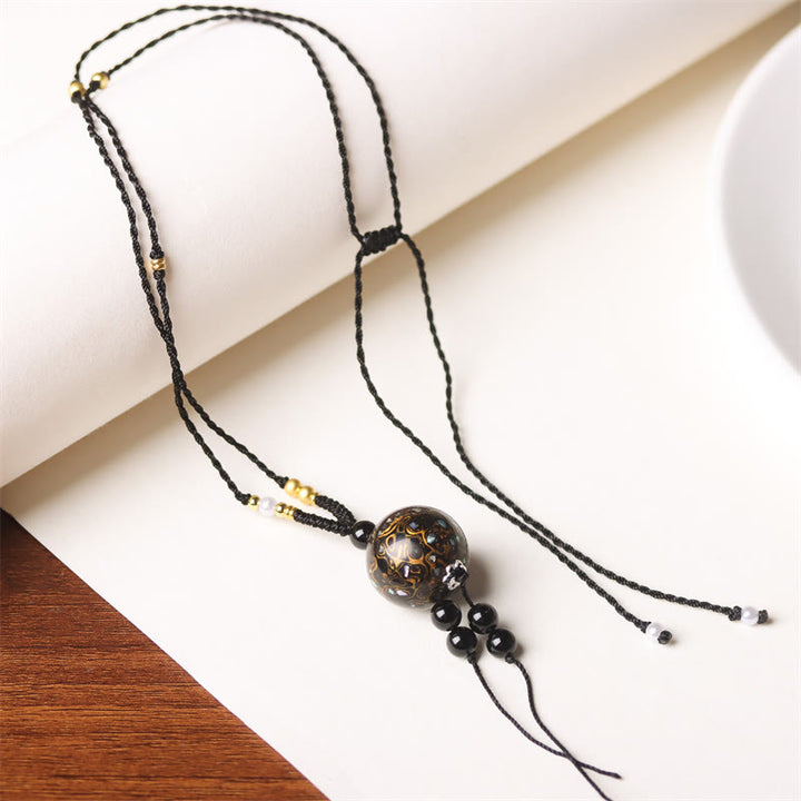 Buddha Stones黒檀工芸ビーズ パール バランスネックレスペンダント - ブラックゴールドチャーム（ランダムブラックゴールド） - image 17