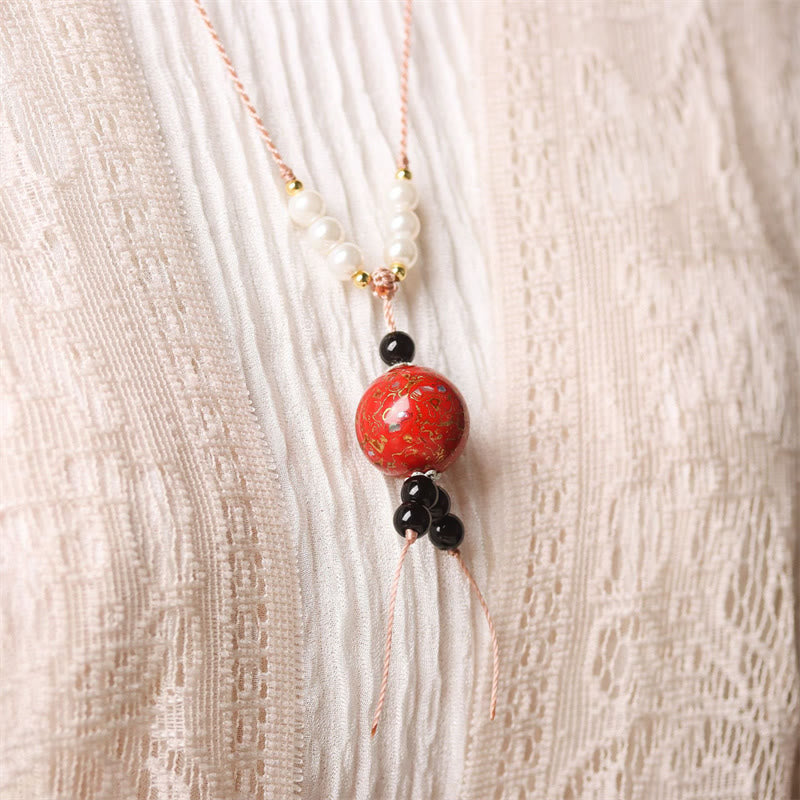 Buddha Stones黒檀工芸ビーズ パール バランスネックレスペンダント - image 9
