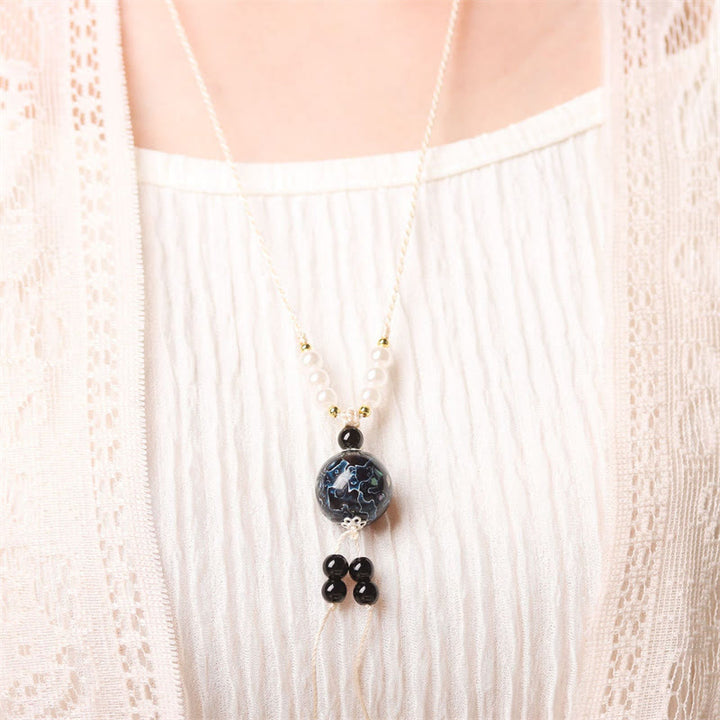 Buddha Stones黒檀工芸ビーズ パール バランスネックレスペンダント - image 6