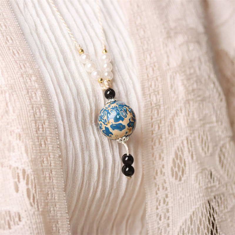 Buddha Stones黒檀工芸ビーズ パール バランスネックレスペンダント - image 12