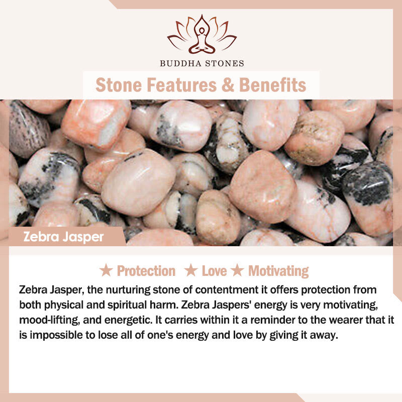 Buddha Stones猫の頭のデザイン ゼブラジャスパー守護ブレスレット - image 6