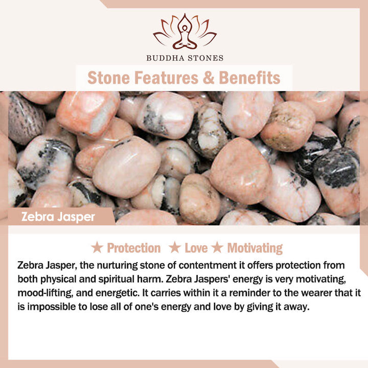 Buddha Stones猫の頭のデザイン ゼブラジャスパー守護ブレスレット - image 6