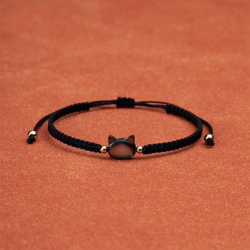 Buddha Stones顔のない猫の頭赤紐シェルコネクションブレスレット - image 2