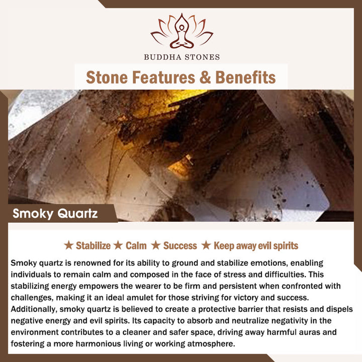 Buddha Stones日本のボブテイル猫 天然ホワイトクリスタル スモーキークォーツ守護ブレスレット - image 8