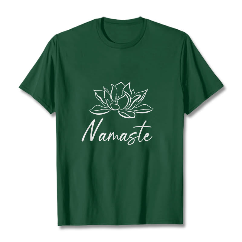 Buddha Stonesシンプル 蓮の花 ナマステ 瞑想 コットン Tシャツ - フォレストグリーン - 2XL - image 11