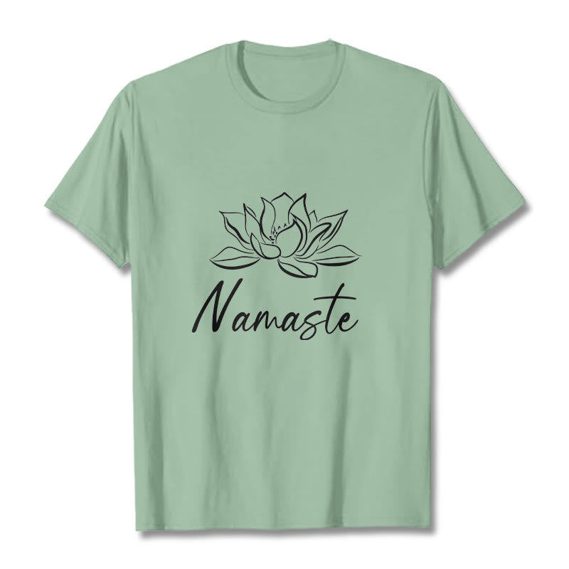 Buddha Stonesシンプル 蓮の花 ナマステ 瞑想 コットン Tシャツ - ペールグリーン - 2XL - image 15