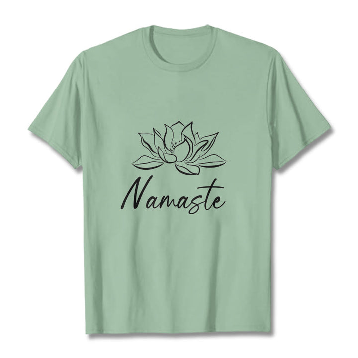 Buddha Stonesシンプル 蓮の花 ナマステ 瞑想 コットン Tシャツ - ペールグリーン - 2XL - image 15