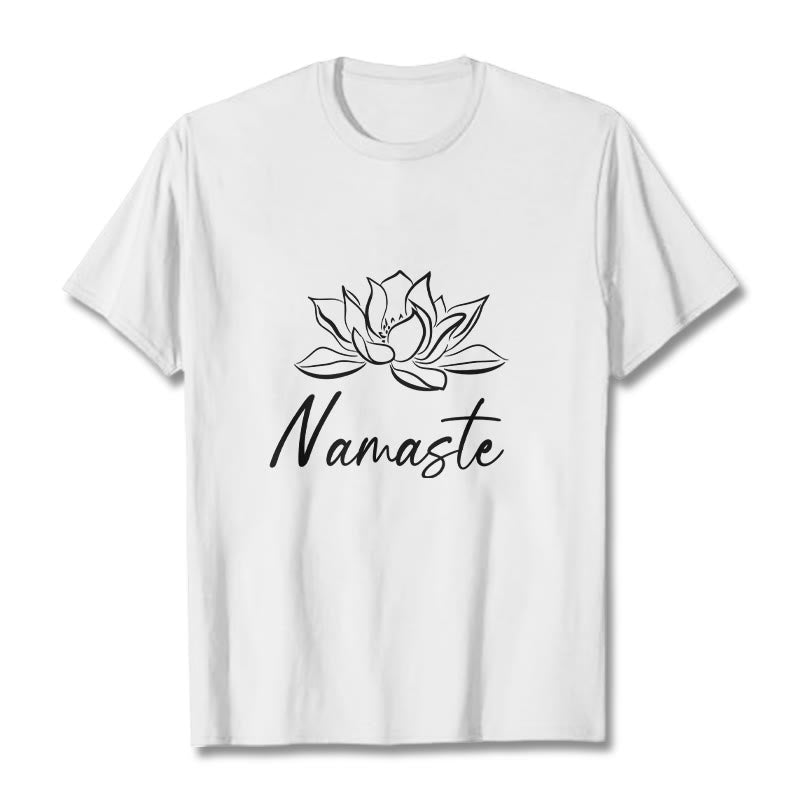 Buddha Stonesシンプル 蓮の花 ナマステ 瞑想 コットン Tシャツ - 白 - 2XL - image 6