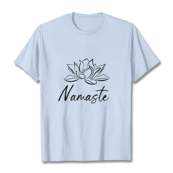 Buddha Stonesシンプル 蓮の花 ナマステ 瞑想 コットン Tシャツ - ライトシアン - 2XL - image 19