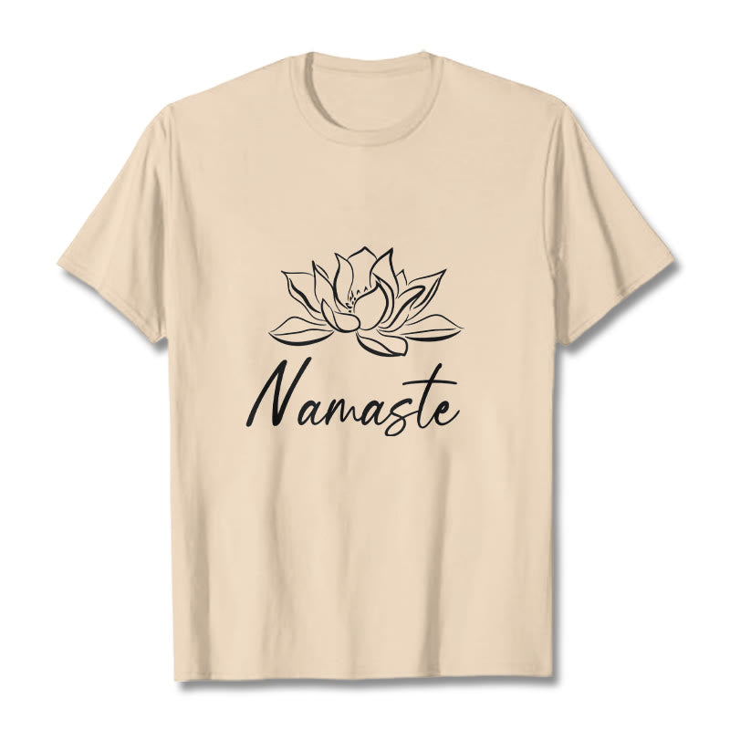 Buddha Stonesシンプル 蓮の花 ナマステ 瞑想 コットン Tシャツ - ビスク - 2XL - image 9