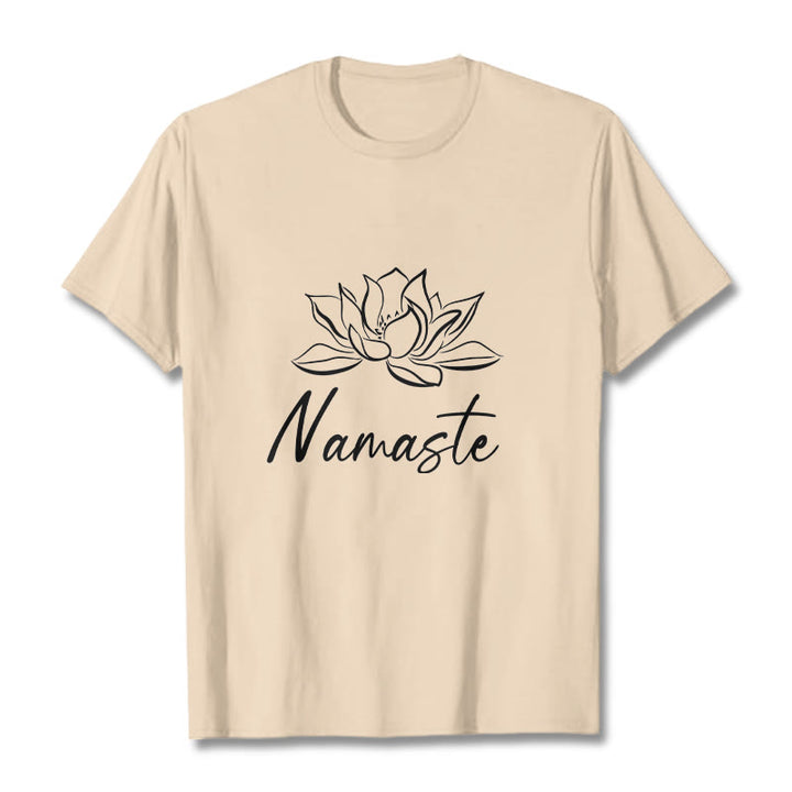 Buddha Stonesシンプル 蓮の花 ナマステ 瞑想 コットン Tシャツ - ビスク - 2XL - image 9