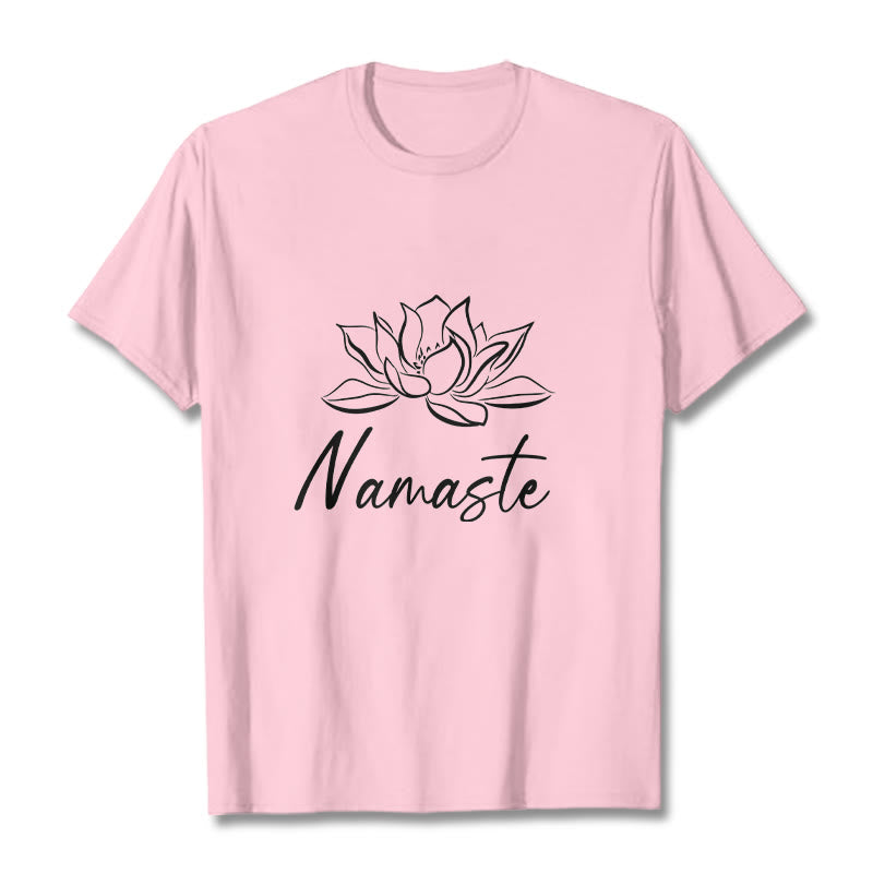 Buddha Stonesシンプル 蓮の花 ナマステ 瞑想 コットン Tシャツ - ライトピンク - 2XL - image 13