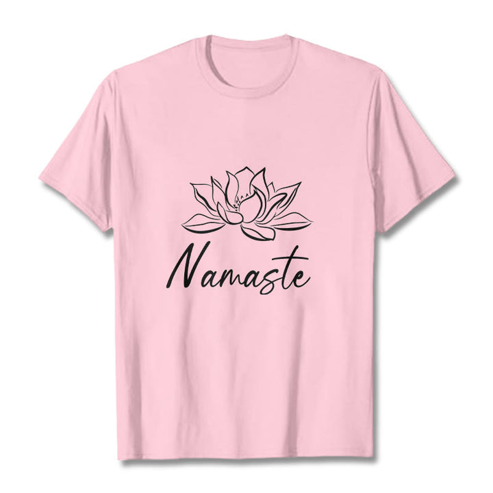 Buddha Stonesシンプル 蓮の花 ナマステ 瞑想 コットン Tシャツ - ライトピンク - 2XL - image 13