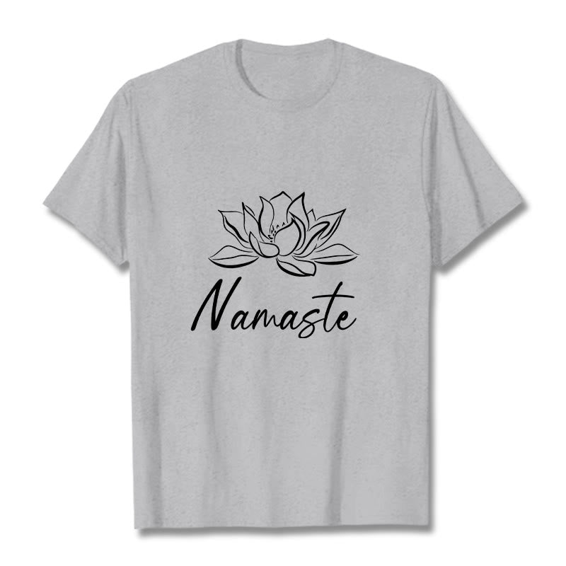 Buddha Stonesシンプル 蓮の花 ナマステ 瞑想 コットン Tシャツ - ライトグレー - 2XL - image 20