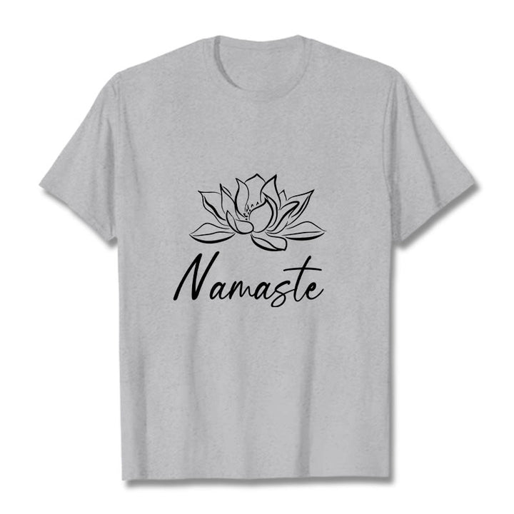 Buddha Stonesシンプル 蓮の花 ナマステ 瞑想 コットン Tシャツ - ライトグレー - 2XL - image 20