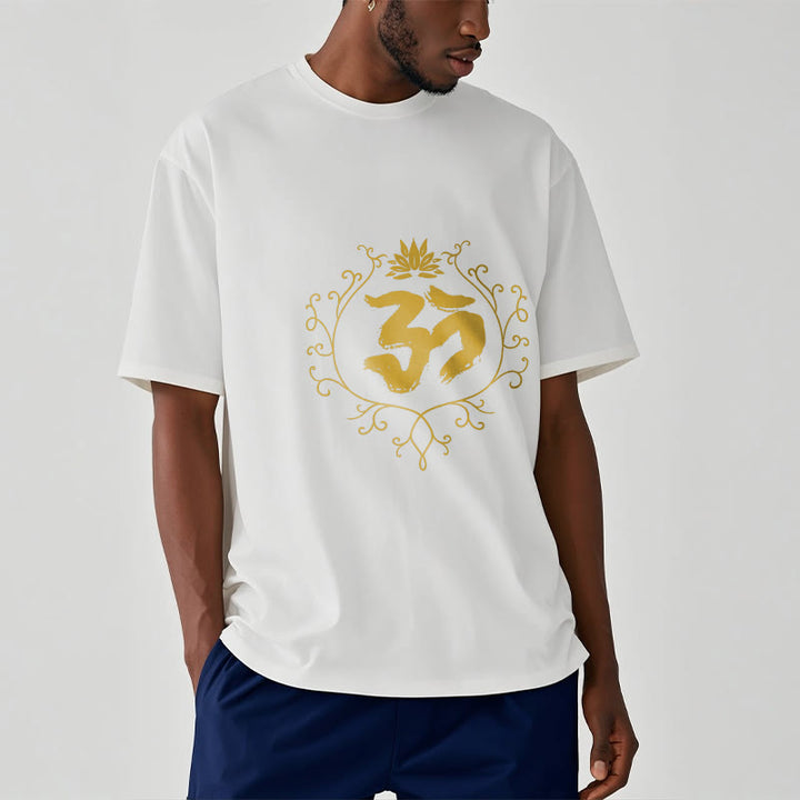 Buddha Stones、オーム、蓮の花、つる模様、瞑想コットンTシャツ - image 8