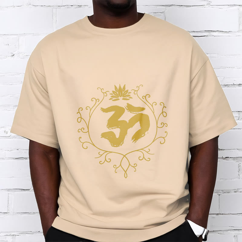 Buddha Stones、オーム、蓮の花、つる模様、瞑想コットンTシャツ - image 10