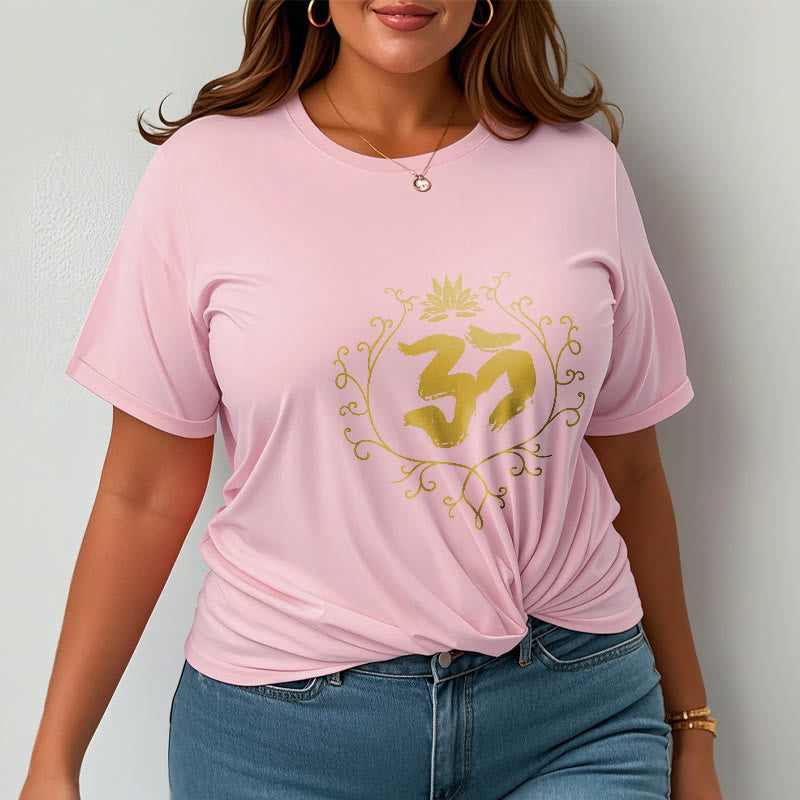 Buddha Stones、オーム、蓮の花、つる模様、瞑想コットンTシャツ - image 14