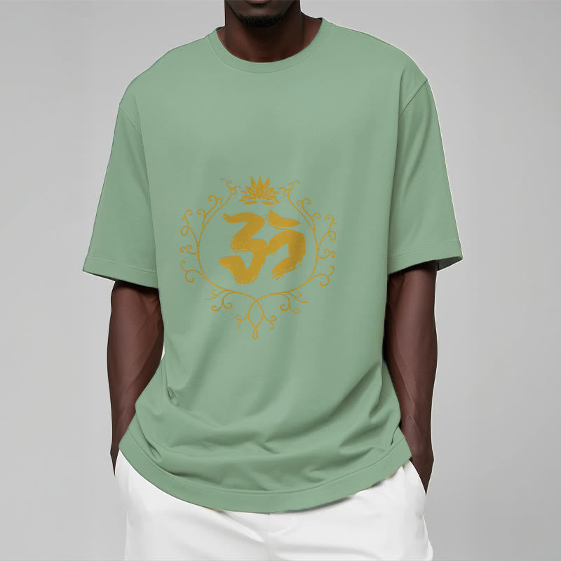 Buddha Stones、オーム、蓮の花、つる模様、瞑想コットンTシャツ - image 16