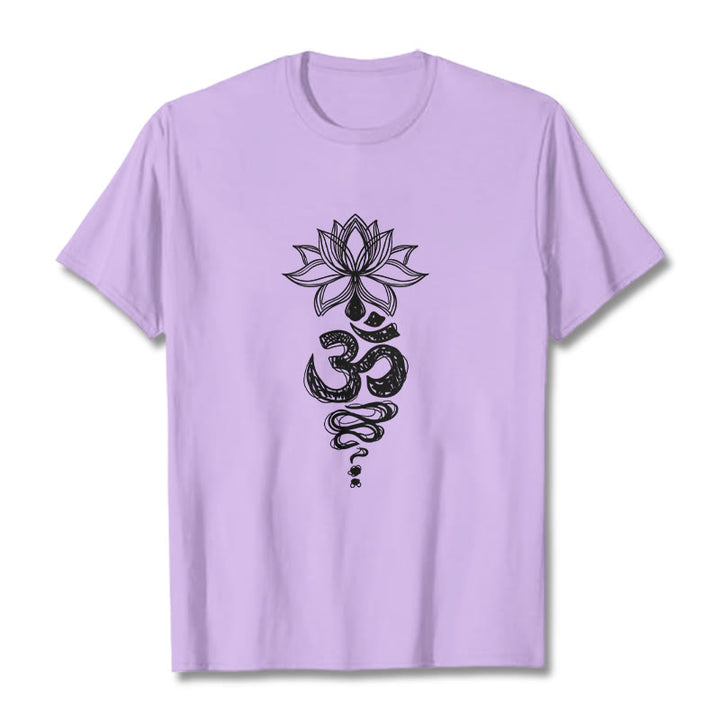 Buddha StonesOm サンスクリット 蓮の花柄 瞑想 コットン Tシャツ - 梅 - 2XL - image 17