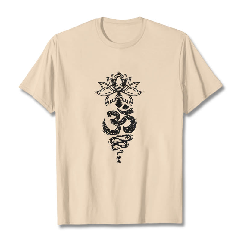 Buddha StonesOm サンスクリット 蓮の花柄 瞑想 コットン Tシャツ - ビスク - 2XL - image 11
