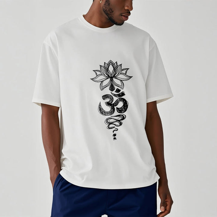 Buddha StonesOm サンスクリット 蓮の花柄 瞑想 コットン Tシャツ - image 10