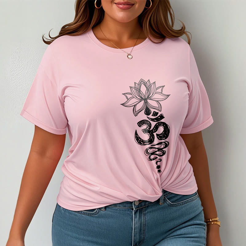 Buddha StonesOm サンスクリット 蓮の花柄 瞑想 コットン Tシャツ - image 14