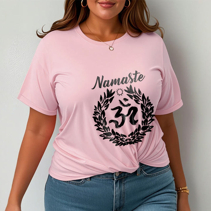 Buddha Stones、オーム、サンスクリット語、ナマステ、葉っぱの模様、瞑想コットンTシャツ - image 14