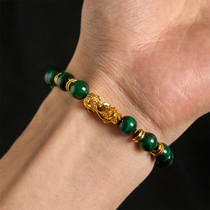 Buddha Stones各種カラータイガーアイビーズスペーサービーズPiXiu富勇気ブレスレット - image 4
