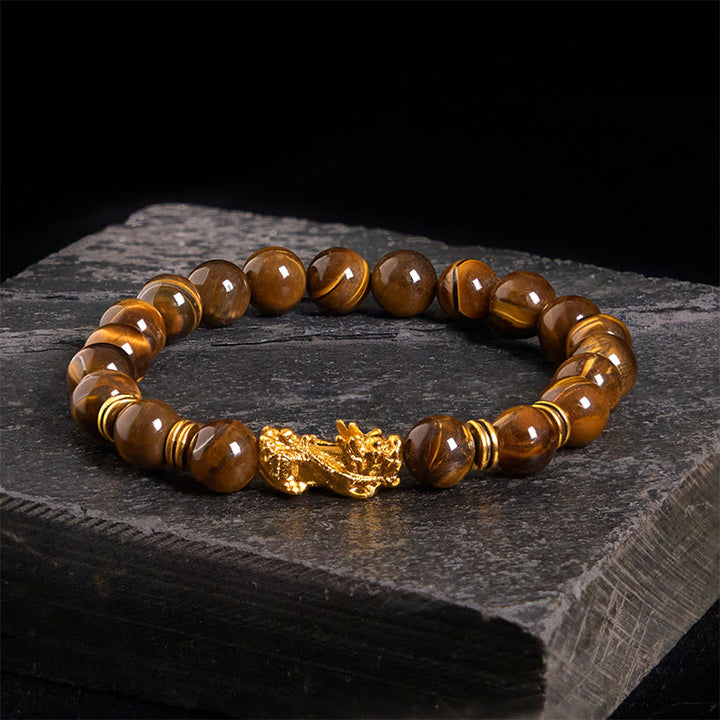 Buddha Stones各種カラータイガーアイビーズスペーサービーズPiXiu富勇気ブレスレット - image 15